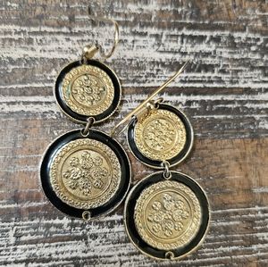 Vintage Coin Style Enamel Austria Earrings